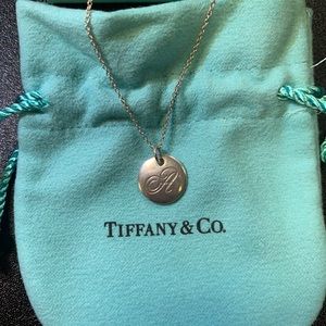 Tiffany & Co Silver Initial Letter Charm (A) and 18” Tiffanys Pendant Chain